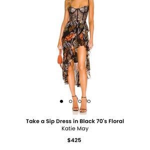 Katie May Black and Orange Floral High Low Dress